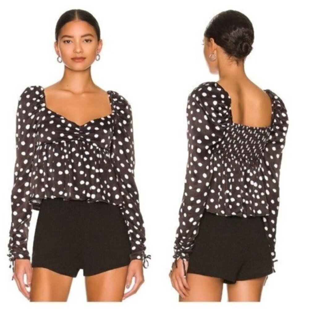 MAJORELLE Josie Top - Black & White Dot